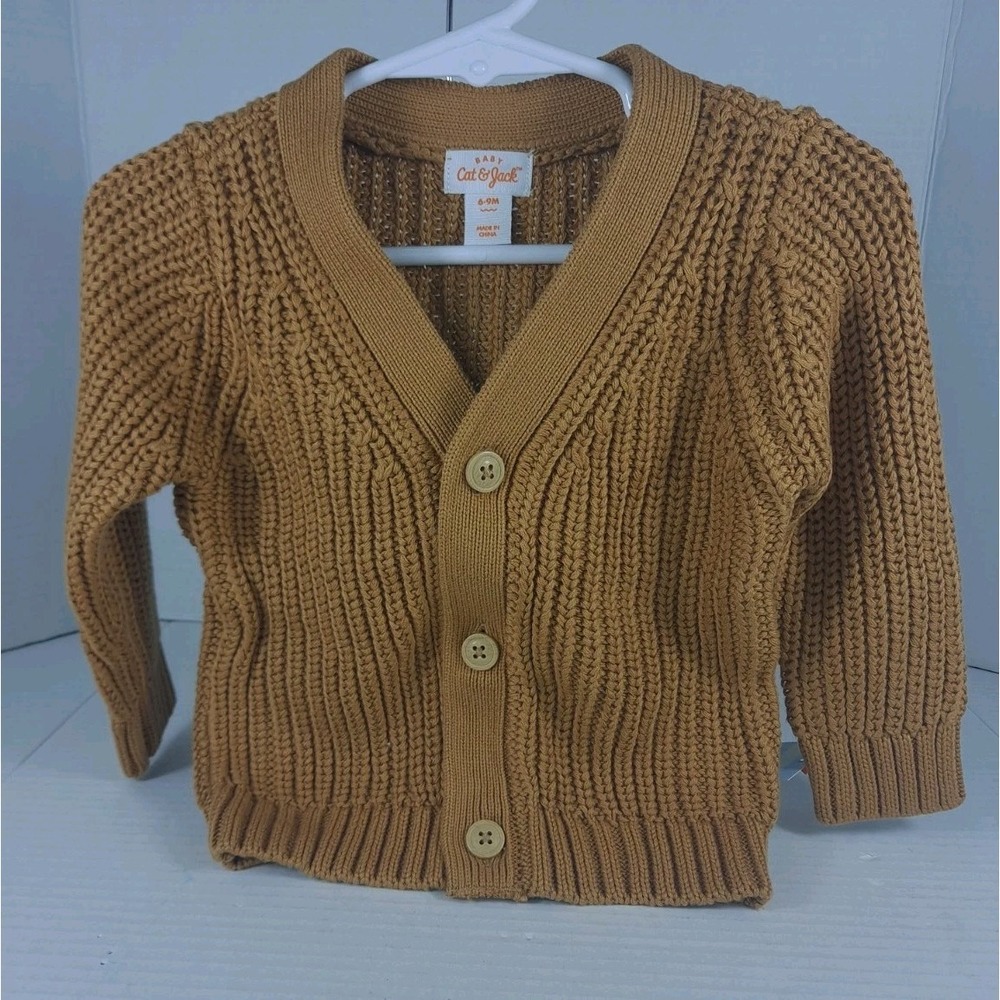 Cat & Jack Cable Knit Button Down Sweater Color Light Brown Size 6-9 Months